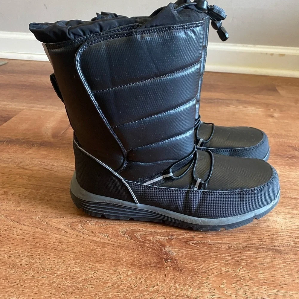 Lands' End Black Rain & Snow Boots with Quilted Design